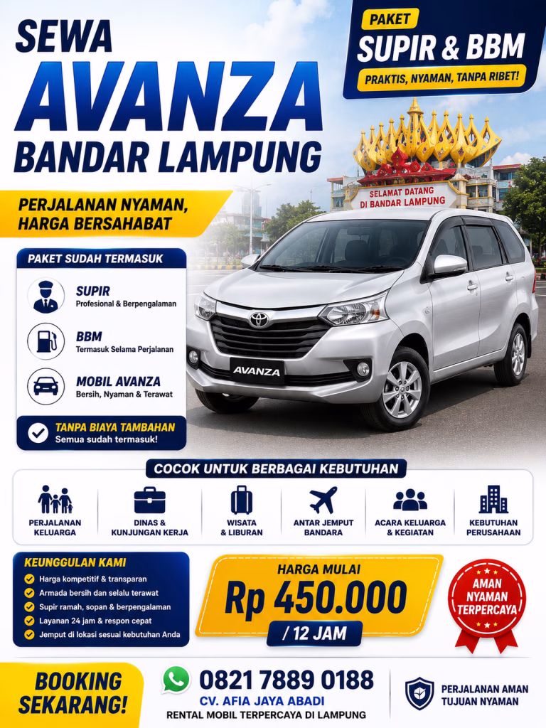 Rental Mobil Bandar Lampung Avanza Innova Hiace Elf Wisata Di Lampung