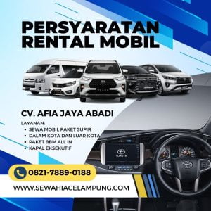 Rental Mobil Bandar Jaya CV Afia Jaya Abadi 082178890188