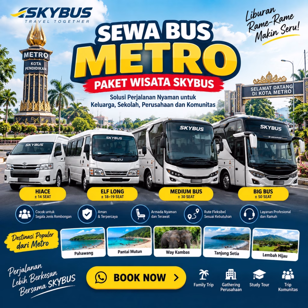 Sewa Bus Metro Baru Paket Wisata SKYBUS